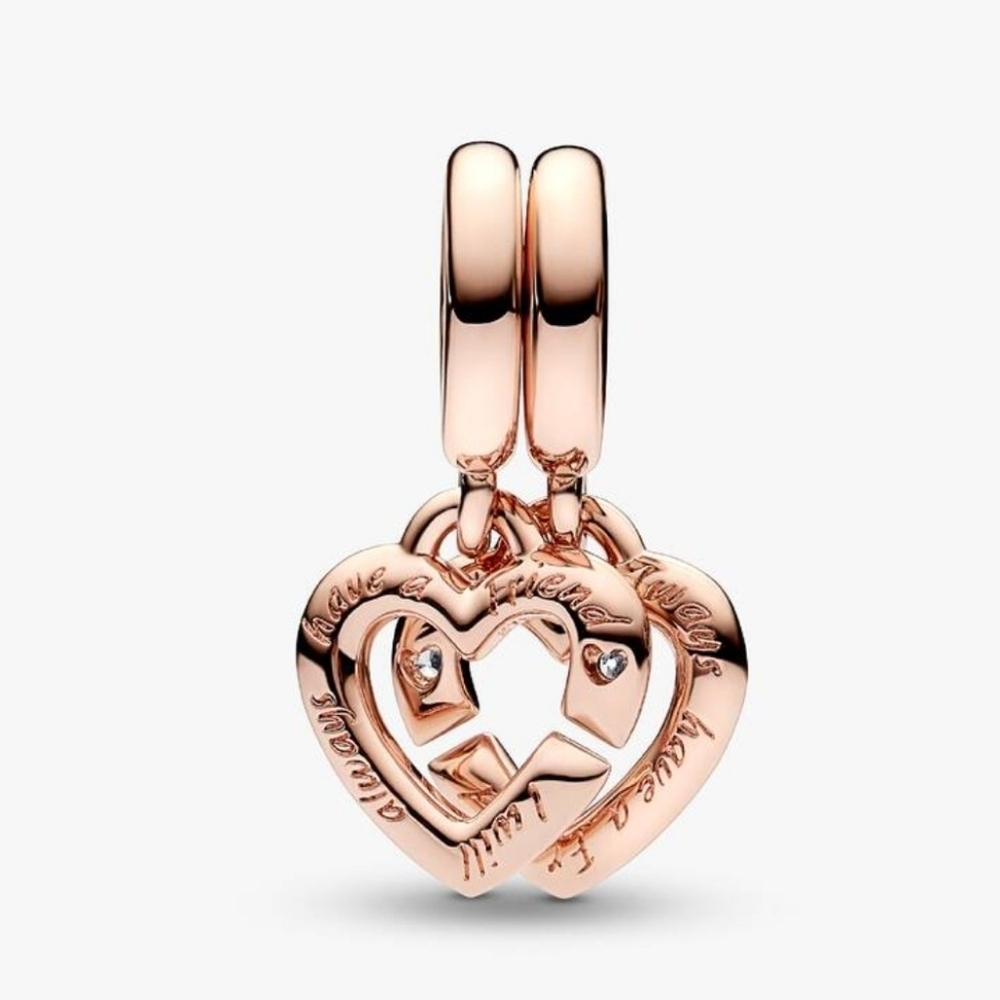 Pandora Linked Sister Hearts Dangle Charm
